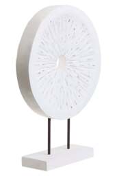 Harbour Distressed Sculpture White Round Carved Large Wood - thumbnail 3