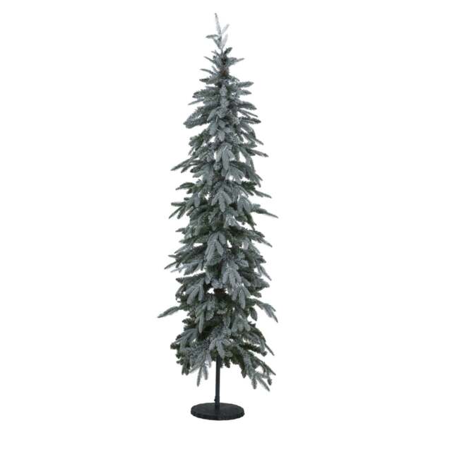 Slim Snowy Woodland Fir Pre-Lit Christmas Tree – 200 LED Lights - image 1