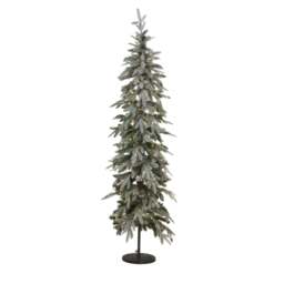Slim Snowy Woodland Fir Pre-Lit Christmas Tree – 200 LED Lights - thumbnail 2