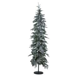 Slim Snowy Woodland Fir Pre-Lit Christmas Tree – 200 LED Lights - thumbnail 1