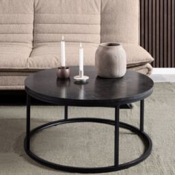 Spiro Coffee Table with Black Marble Melamine Top & Black Legs - thumbnail 2