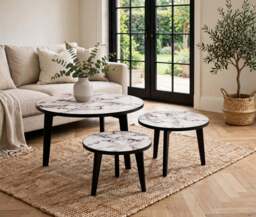 Olvera Lamp Table White Marble Print - Medium