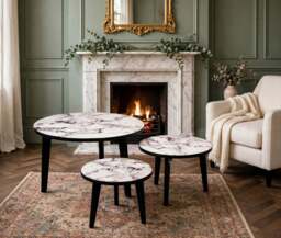 Olvera Lamp Table White Marble Print - Medium - thumbnail 3