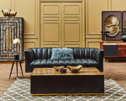 Riviera Leather Sofa – Flared Arms (Three Seater) - thumbnail 1