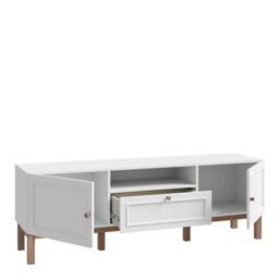 Wensley TV Unit with 2 Doors, 1 Drawer and LED Lighting in Light Grey & Oak Finish - thumbnail 3
