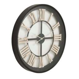 Black Frame Skeleton Clock with White Roman Numerals - thumbnail 1