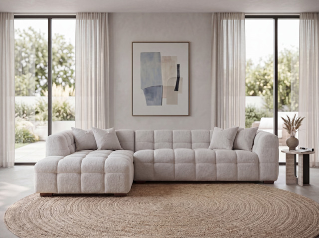 Aluxo Tribeca Right Hand Corner Sofa in Oatmeal Boucle Fabric - image 1