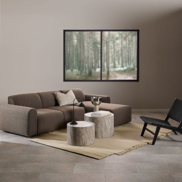 Midfield Right Hand Facing 2 Seater Chaise Longue in Boucle Taupe Fabric - image 1