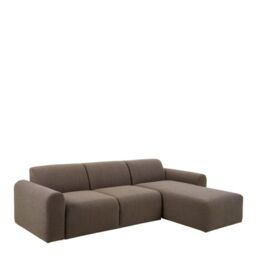 Midfield Right Hand Facing 2 Seater Chaise Longue in Boucle Taupe Fabric - thumbnail 2