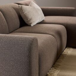 Midfield Right Hand Facing 2 Seater Chaise Longue in Boucle Taupe Fabric - thumbnail 4