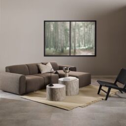 Midfield Right Hand Facing 2 Seater Chaise Longue in Boucle Taupe Fabric - thumbnail 1