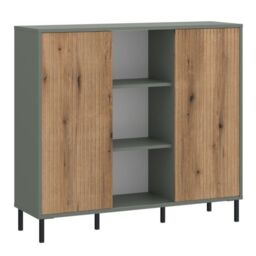 Darwin Sideboard 2 Door in Green/Oak - thumbnail 1