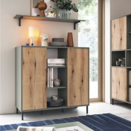 Darwin Sideboard 2 Door in Green/Oak - thumbnail 4