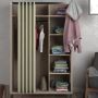 Uppsala Open Mobile Wardrobe Unit in Jackson Hickory Oak with a Beige Textile Curtain on Wheels - image 1