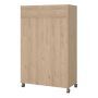 Uppsala Open Mobile Wardrobe Unit in Jackson Hickory Oak with a Beige Textile Curtain on Wheels - thumbnail 5