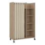 Uppsala Open Mobile Wardrobe Unit in Jackson Hickory Oak with a Beige Textile Curtain on Wheels - thumbnail 2