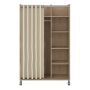 Uppsala Open Mobile Wardrobe Unit in Jackson Hickory Oak with a Beige Textile Curtain on Wheels - thumbnail 3