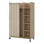 Uppsala Open Mobile Wardrobe Unit in Jackson Hickory Oak with a Beige Textile Curtain on Wheels - thumbnail 4