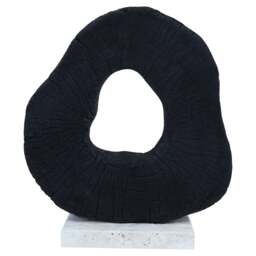 Sculpture Black with Mango Wood Travertine Base Corvessa