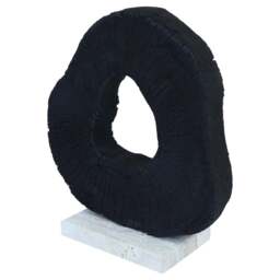 Sculpture Black with Mango Wood Travertine Base Corvessa - thumbnail 2