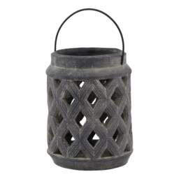 Coastal Glow: Amalfi Grey Large Lattice Lantern