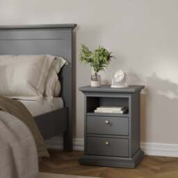 Paris Package - Bedside 2 Drawers + Chest of 4 Drawers + Wardrobe with 2 Doors Matt Grey - thumbnail 4