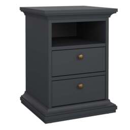 Paris Package - Bedside 2 Drawers + Chest of 4 Drawers + Wardrobe with 2 Doors Matt Grey - thumbnail 2