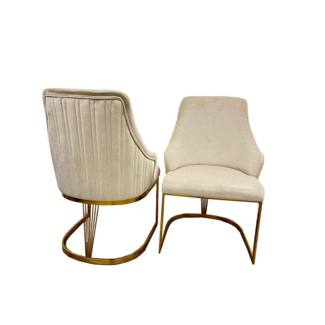 Chelmsford Velvet Dining Chair – Available in Sets of 2, 4, or 6 - Gold Frame