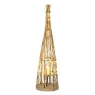 Small Conical Wicker Lantern with Glass Holder & LED Lights - thumbnail 3