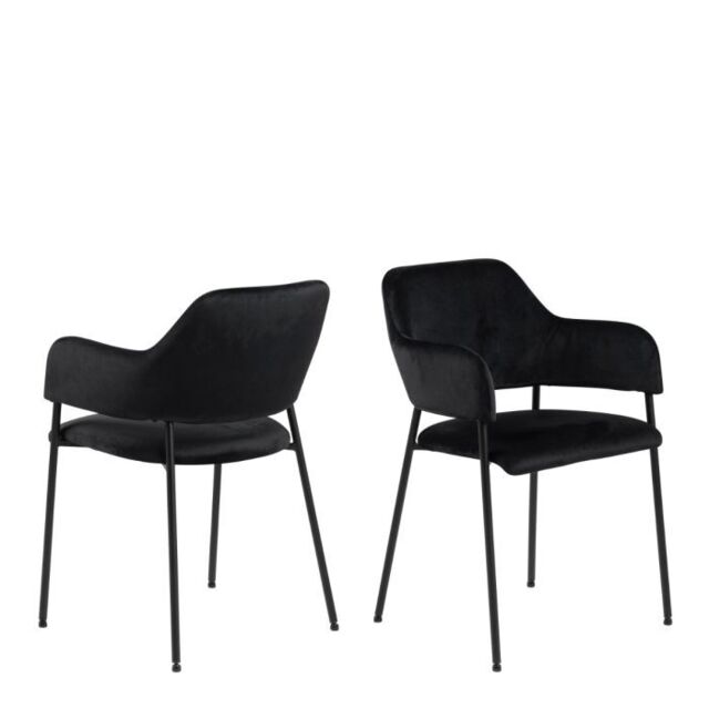 Lima Dining Chair with Armrest in Black Set of 2 - image 1