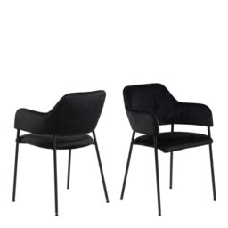Lima Dining Chair with Armrest in Black Set of 2 - thumbnail 1