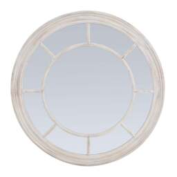 Washed Wood Round Framed Mirror
