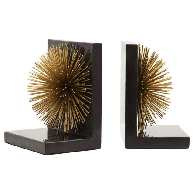 Breeze Set of Two Gold Finish Starburst Bookends - image 1