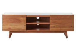 Altrincham 2-Door White Marble Media Unit – Luxury TV & Storage Unit