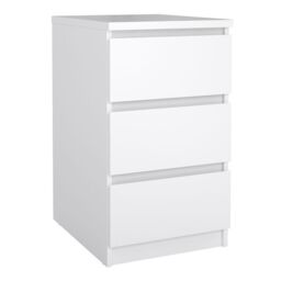 Naia 4 Piece Bedroom Furniture Package – 3 Drawer Bedside, 5 Drawer Chest, 2 Door 1 Drawer Wardrobe in White High Gloss - thumbnail 2