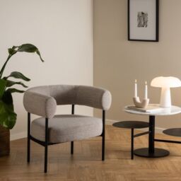 Oakfield Lounge Chair in Beige Fabric with Black Metal Legs - thumbnail 3