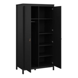 Barcelona Wardrobe with 2 Doors in Matt Black - thumbnail 3
