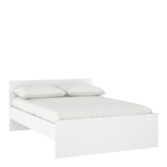 Naia Double Bed Frame 4ft6 (140 x 190cm) in White High Gloss Finish - image 1