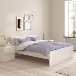 Naia Double Bed Frame 4ft6 (140 x 190cm) in White High Gloss Finish - thumbnail 2