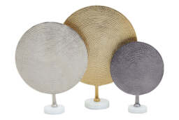 Calypso Hammered Metal Sculptures – Gold, Silver & Black (Set of 3)
