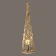 Large Conical Wicker Lantern with Glass Holder & LED Lights - thumbnail 4