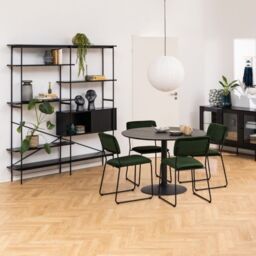 Ibiza Round Dining Table with Black Ash Top and Matt Black Base 110x74cm - thumbnail 2