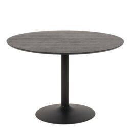 Ibiza Round Dining Table with Black Ash Top and Matt Black Base 110x74cm - thumbnail 4