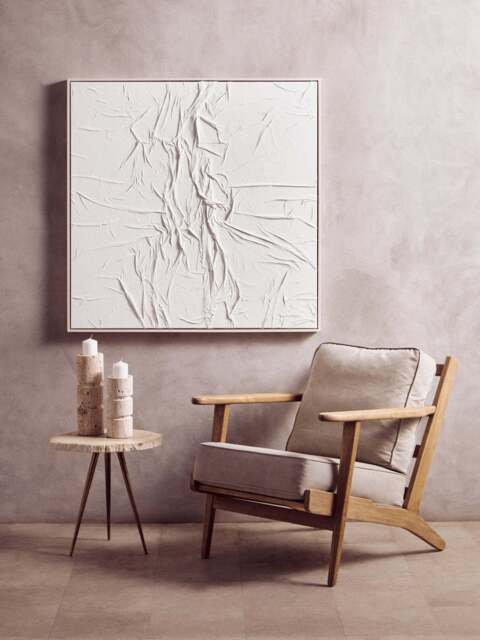 Painted Hand Fabric Wall White Art Sundown Sculptural - image 1