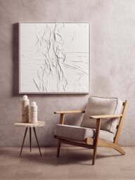 Painted Hand Fabric Wall White Art Sundown Sculptural - thumbnail 1