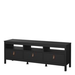 Barcelona TV Unit with 3 Drawers in Matte Black Finish - thumbnail 1