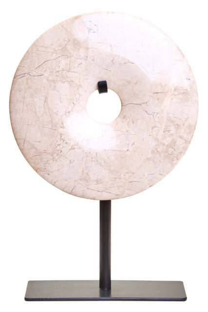 15cm Small Cream Disc Dia Marble Extra Sculpture Calvion Round - image 1