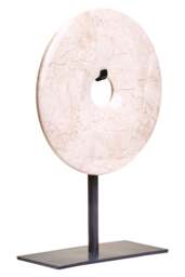 15cm Small Cream Disc Dia Marble Extra Sculpture Calvion Round - thumbnail 2