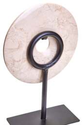 15cm Small Cream Disc Dia Marble Extra Sculpture Calvion Round - thumbnail 4