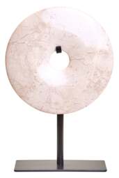 15cm Small Cream Disc Dia Marble Extra Sculpture Calvion Round